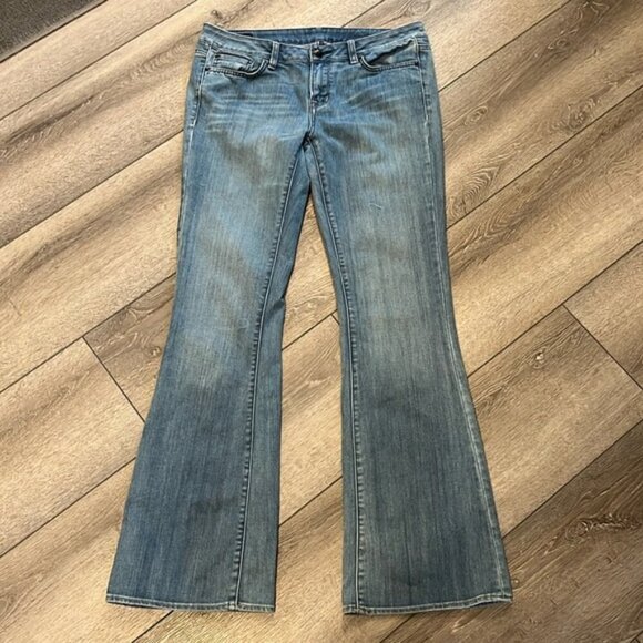 Buffalo Felow Mid rise Flare Jeans 31 Blue Wash Stretch Boho Western Retro - Picture 1 of 5